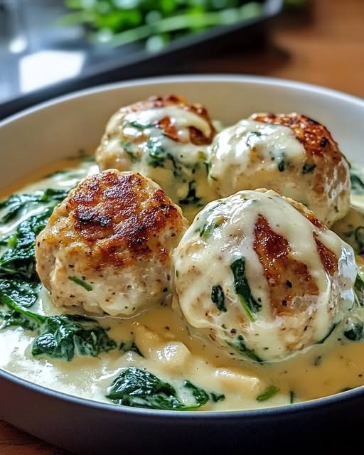 Spinach Alfredo Chicken Meatballs Delight 