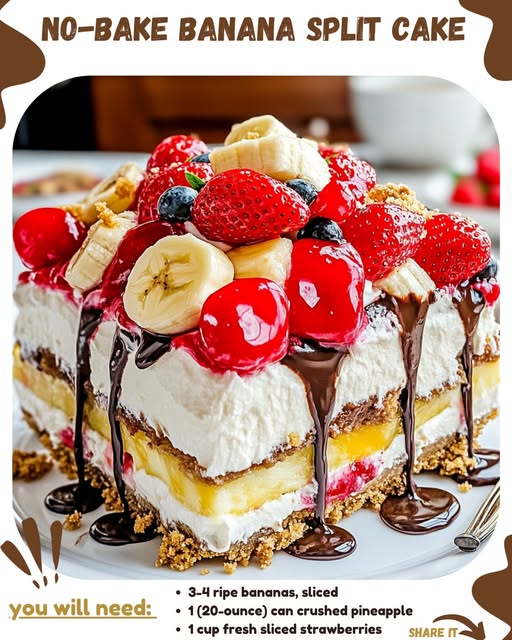 No-Bake Banana Split Cake