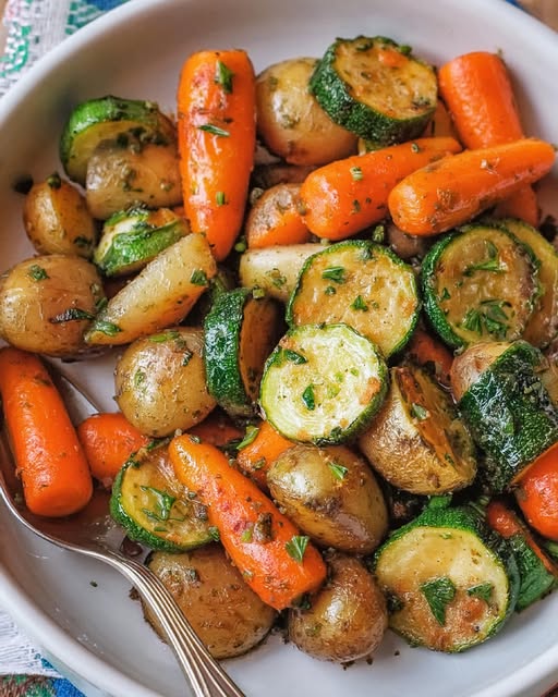 Garlic Herb Roasted Potatoes, Carrots, and Zucchini