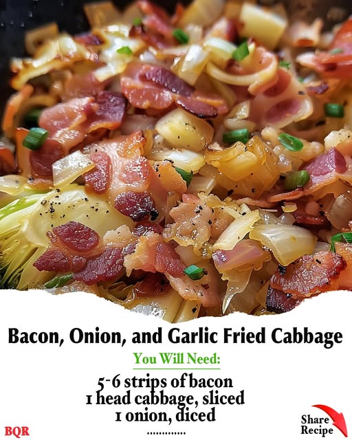 Fried Cabbage with Bacon, Onion, and Garlic