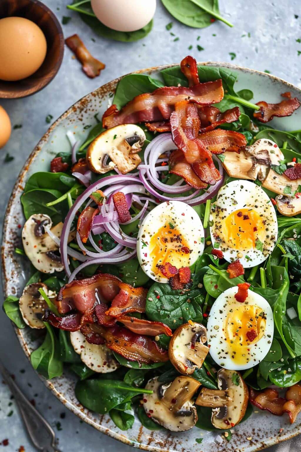 Spinach Salad with Warm Bacon Dressing